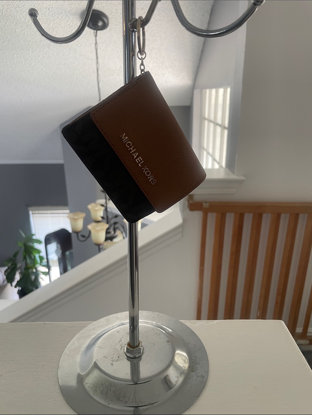 Michael Kors Two-Tone Brown and Black Leather Card Holder